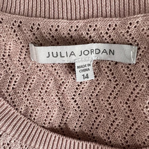NWT JULIA JORDAN Blush Pink Short Sleeve Scoop Neck Crochet Detail Dress (14) - Picture 6 of 11